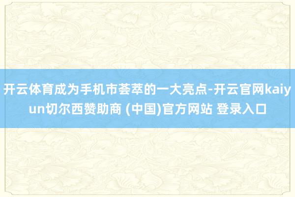 开云体育成为手机市荟萃的一大亮点-开云官网kaiyun切尔西赞助商 (中国)官方网站 登录入口